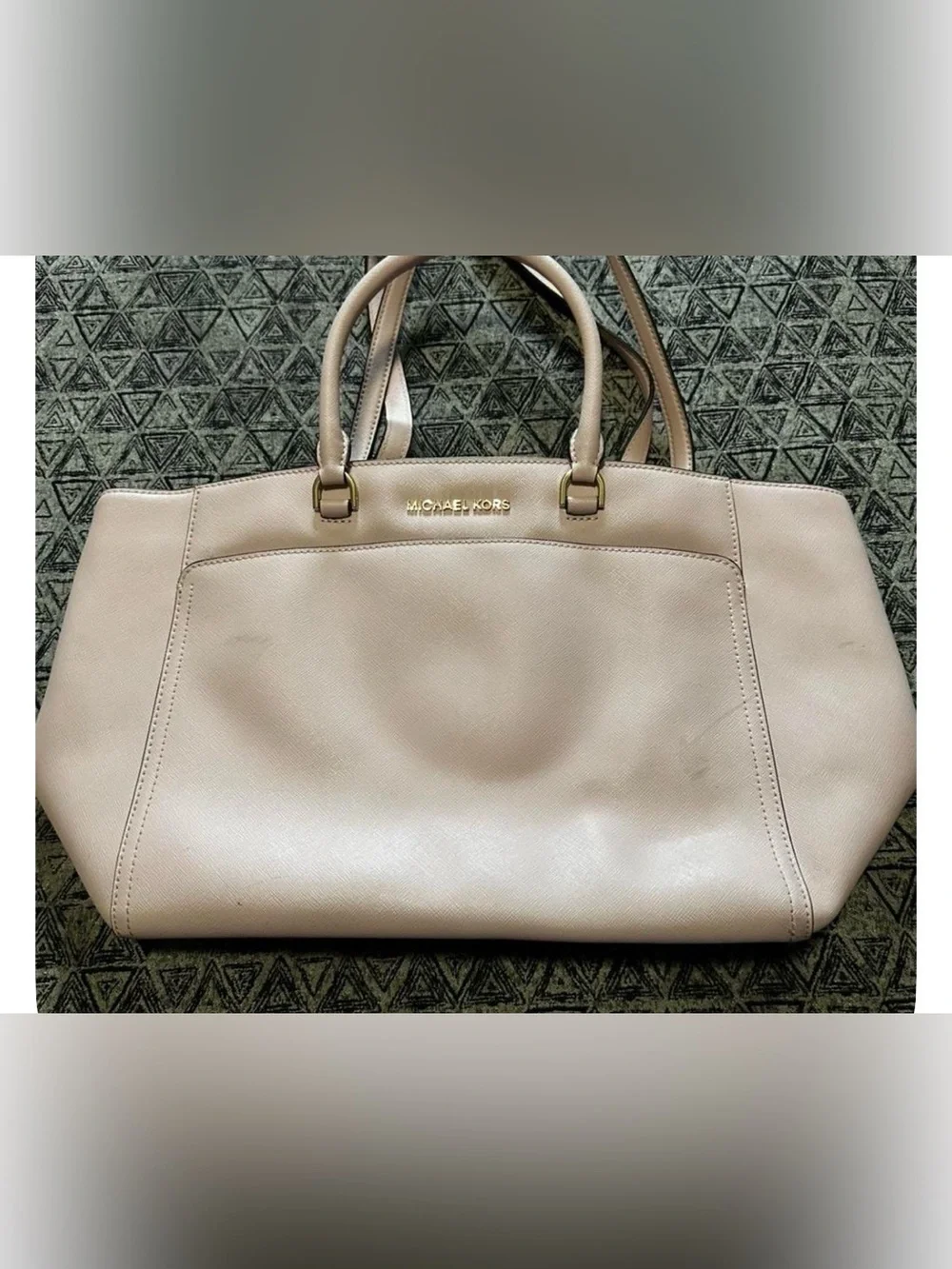 Michael Kors Leather Tote in Light Taupe